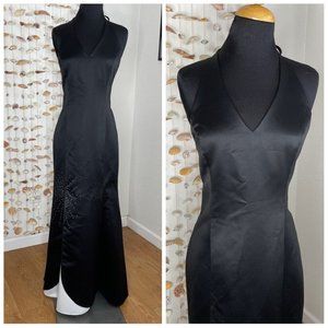 Jessica McClintock Gunne Sax Formal Halter Dress Gown Black White Size 9